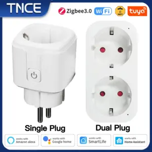 TNCE Tuya EU Plug wifi or zigbee3.0 adapter 16/20A, Smart Socket With Power Monitor, Timer outlet, Voice Alexa Google Home Alice
