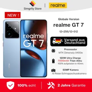 【Brand+】Global Version realme GT 7 5G AI Smartphone MTK Dimensity 9400e 6000nits Pro-Esports Display 7000 mAh Battery