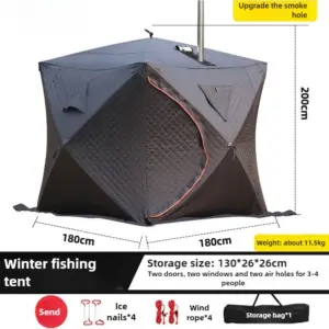 3-4 Person Winter Outdoor Pop Up Windproof Thickened Cold Resistant Sauna Room Portable Square Large Ice Fishing House Tent 6 kf S28b2fb3e73494391b46b3925f845dc94b