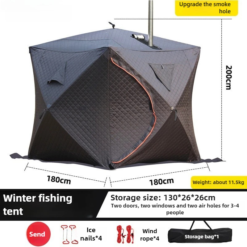3-4 Person Winter Outdoor Pop Up Windproof Thickened Cold Resistant Sauna Room Portable Square Large Ice Fishing House Tent 11 kf S28b2fb3e73494391b46b3925f845dc94b