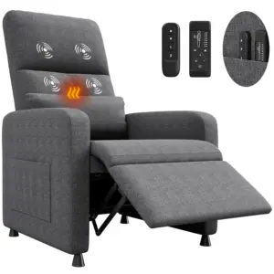 Electric Recliner Chair With Massage And Heating Adjustable 105-165° Footrest Chair Thick Padding Ergonomic Seat For Home Office