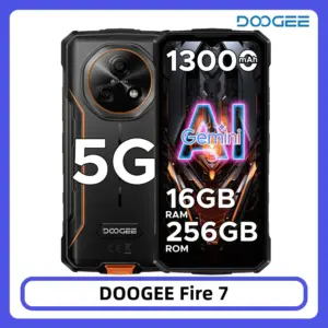 DOOGEE Fire 7 5G Rugged Phone 16GB 256GB 13000mAh Battery Dimensity 6300 Gemini AI 64MP Camera NFC Android 15 Smart phone
