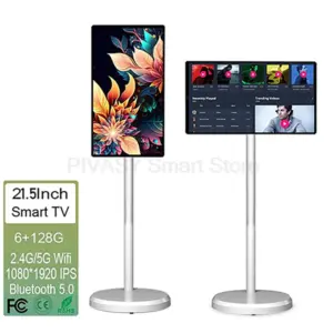 Touch Screen 21.5 Inch Android 13 systems Smart TV 6000mAH Battery-power 6+128G device Rotatable Movable Monitor for Gym Live