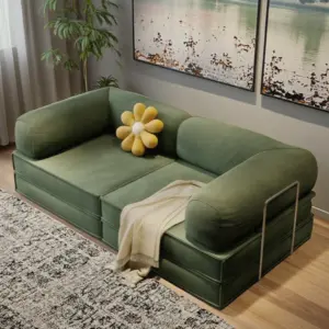 Modular Compression Sofa 200cm - Washable Corduroy Sleeper Sofa Bed, High-Density Foam Multifunctional Furniture for Living Room