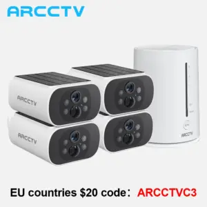 ARCCTV 4MP Wifi Solar Battery Camera Kit Surveillance Security System Humanoid Detection Siren Alarm Outdoor Wireless Camera Set