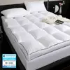 Double Mattress Topper 4 Inch/10cm Quilted, Hypoallergenic Thick Breathable Mattress Topper with Elastic Anchor Corner Straps