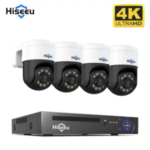 Hiseeu 4K 8MP POE CCTV Security PTZ Surveillance Cameras System NVR Video Kit Set Outdoor IP Camera Motion Detection