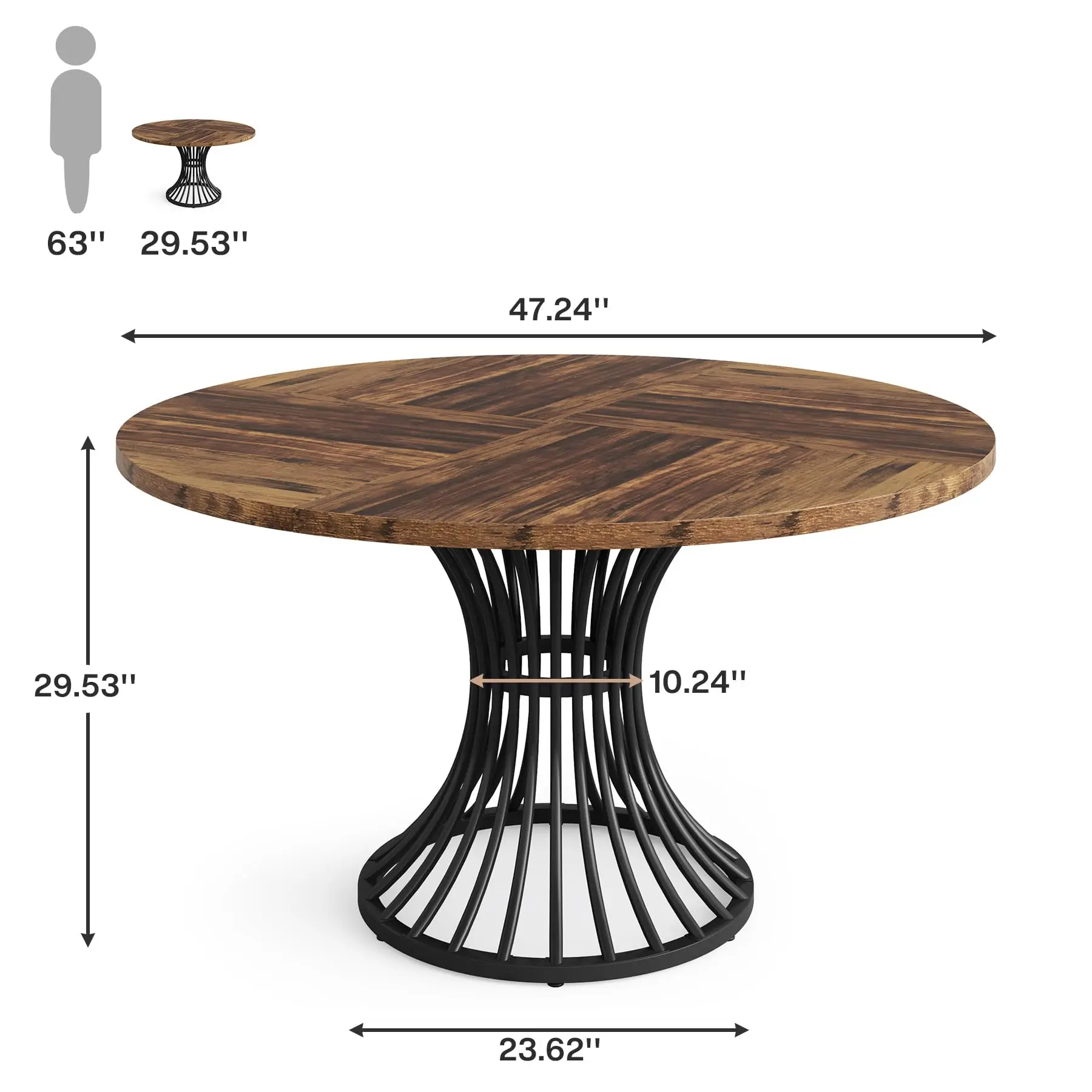 Tribesigns Round Dining Table for 4-6 People, 47-Inch Farmhouse Dinning Room Table Circle Kitchen Table, Industrial Dinner Table 10 kf S2d72b570d6174e13888b9ea9b4385470y