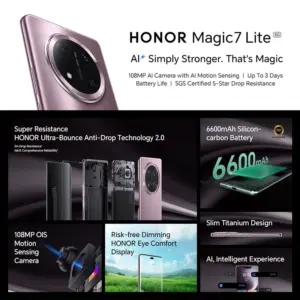 Global Version HONOR Magic7 Lite 5G Smartphone 6.78 inches AMOLED Screen 108MP Main Camera 6600mAh Battery Snapdragon 6 Gen 1 2 kf S2fccd910c43f4877b206fe24d476f7486