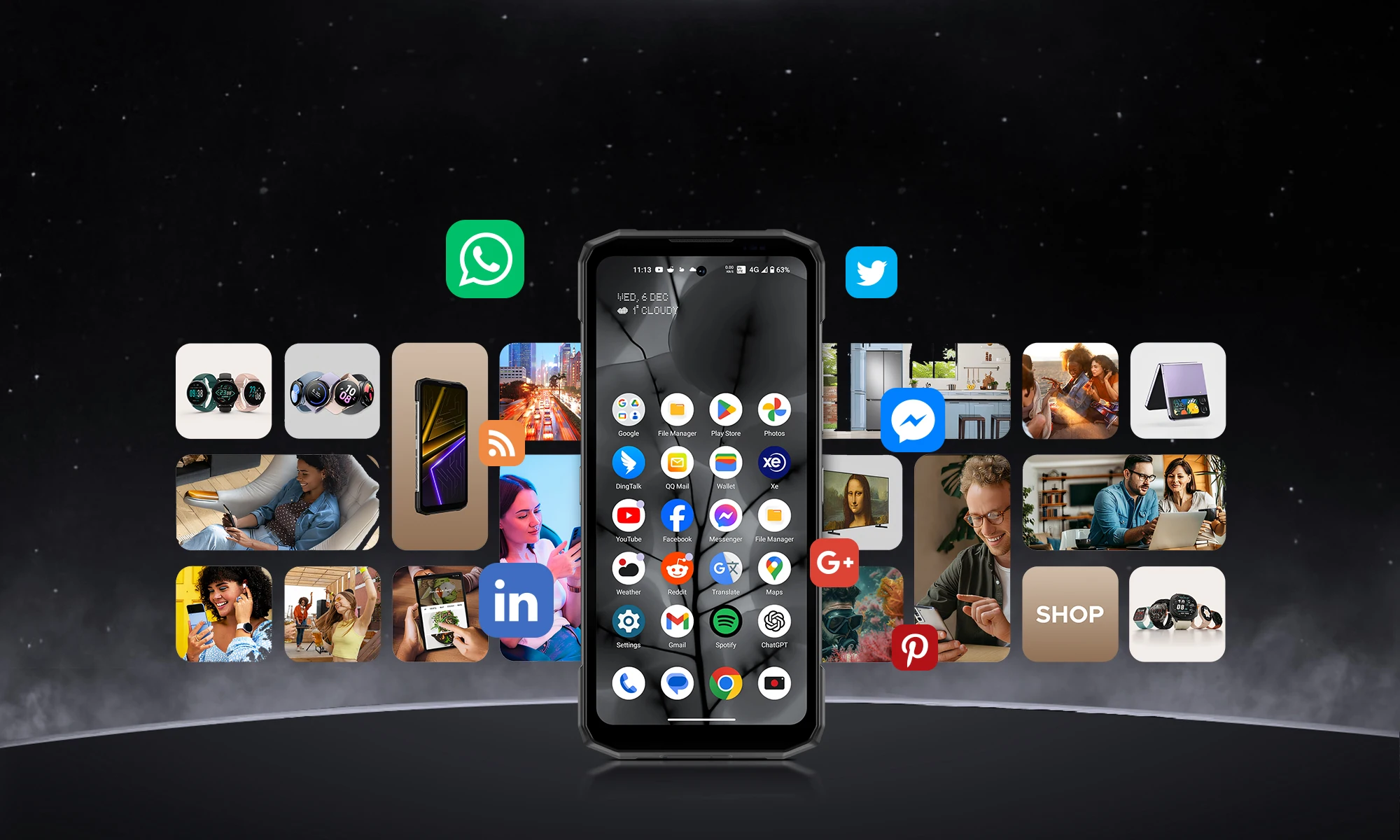 DOOGEE Blade20 Max Rugged Phone 36GB RAM(12+24) 1TB ROM Gemini AI 6.6" 120Hz 11800mAh Battery Android 15 Helio G100 Smartphones 18 kf S2fd77445d2324fd581b020ea2d3541b3X