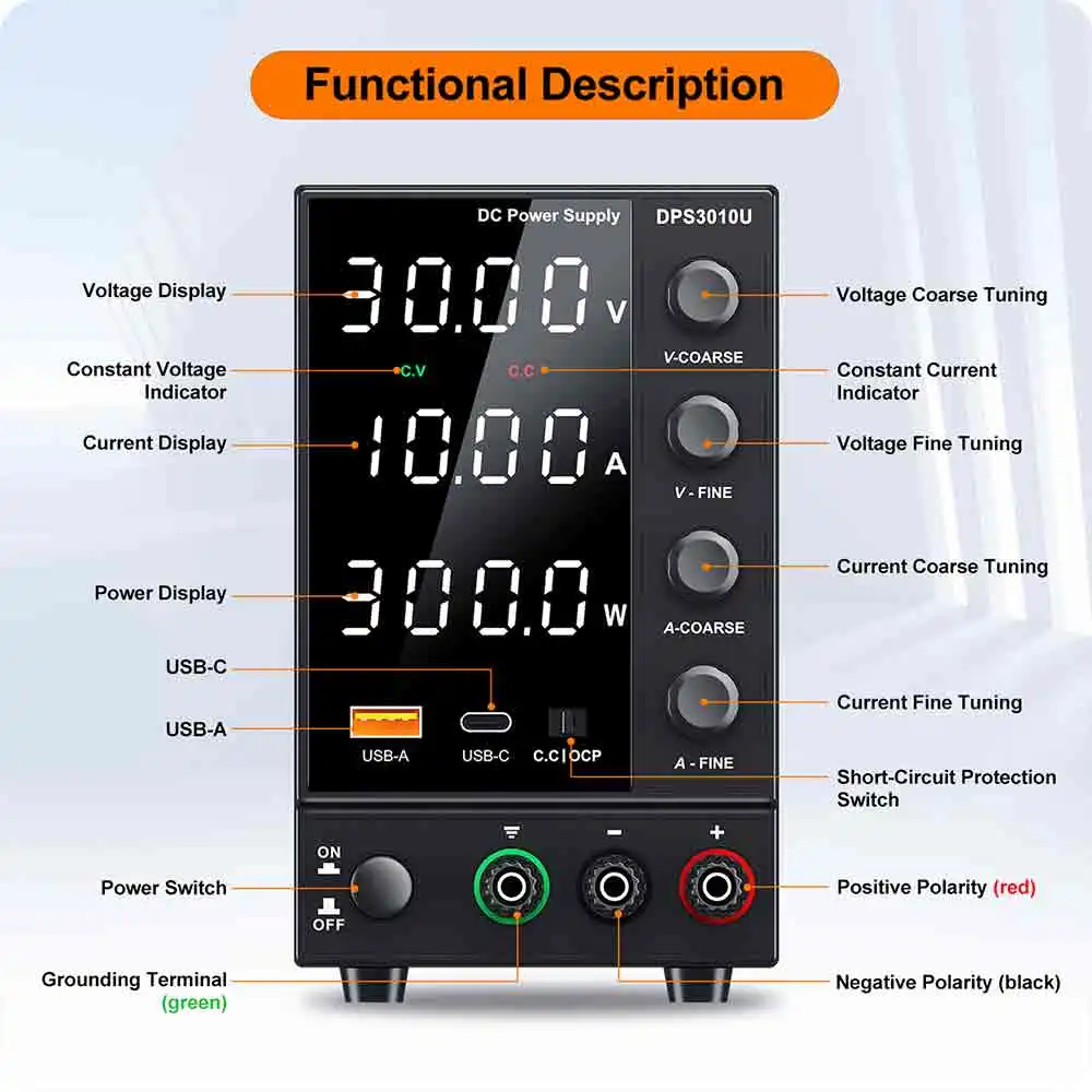 Adjustable DC Power Supply 30V 5A 10A 60V 120V 3A LaboratoryBench Power Source Switching Stabilized LCD Power Supply regulator 17 kf S2ff5d83797a84fb1bcb8a241cbf8bc2cy