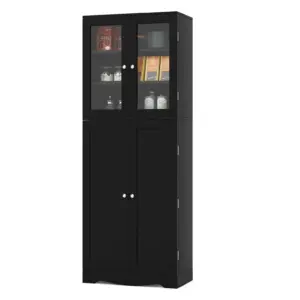 Kitchen Cabinet,Tall Cabinet with Glass Doors, Kitchen Buffet Freestanding, Multi-Purpose Cabinet with Tilt Protection,60 x 31.5