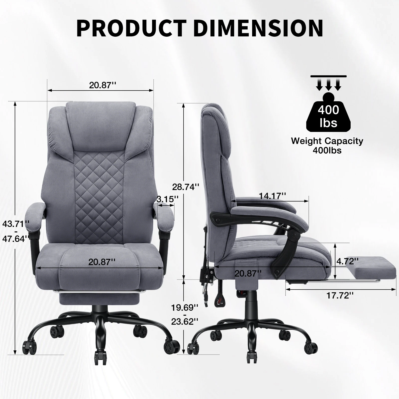 Gaming Chair Massage Office Chair Ergonomic with Heating and 7 Vibration Points Footrest, 200KG Load Capacity Executive Chair 12 kf S3159427030e148cf888f41bce08c5ac47