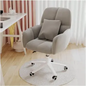 Ergonomic Swivel Office Chair With Lumbar Support And 360° Wheels For Home Or Vanity Use(Light Gray1)