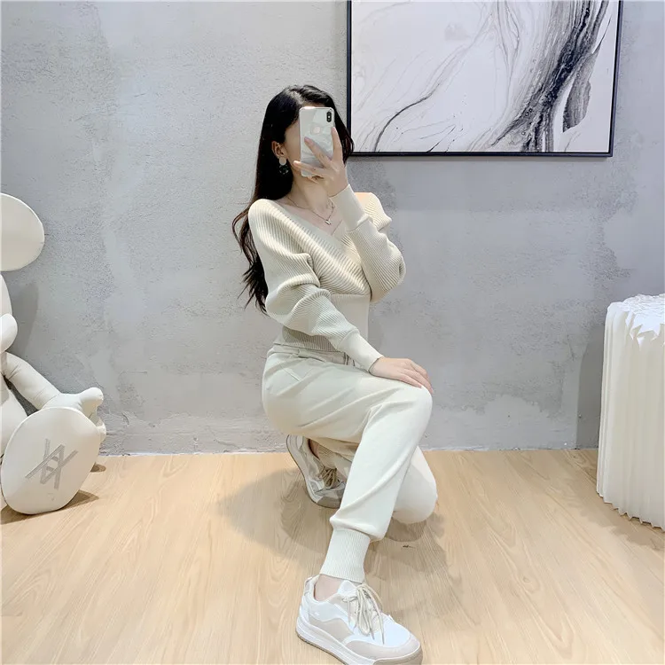 Elegant Tracksuit Sexy Two Piece Set Women Korean Style Ribbed Knitted Backless Top And Long Harem Pant Suit Autumn Outfits y2k 22 kf S31ce12dea53c4927832defe694d23c4bF