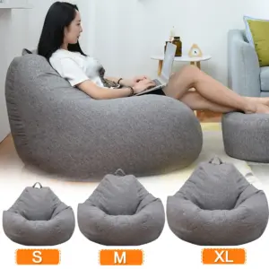 Große und kleine bequeme Sofabezüge, Stühle ohne Füllung, Leinenstoff, Liegesitz, Sitzsack, Pouf, Sofa, Tatami-Wohnzimmer