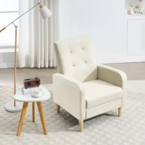 WOLTU Modern Lounge Sofa Chair Upholstered Recliner Chair with Armrest Solid Wood Legs for Living Room Bedroom Wing Chair