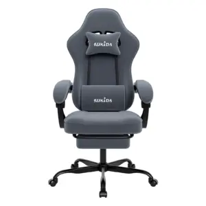 SUKIDA Gaming Chair with Footrest, Racing Chair Design PC Chair, Ergonomic Office Chair Adjustable with Lumbar Support