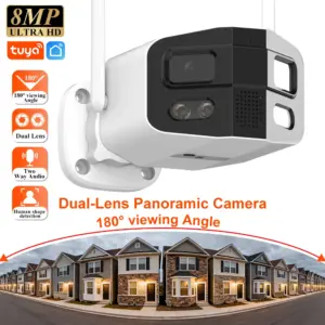 Tuya WIFI Panoramic Camera Outdoor waterproofing 180 degree wide angle Night Vision Security Protection Human detection IP Cam