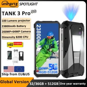 Unihertz Tank 3 Pro 8849 Wytrzymały smartfon z systemem Android 5G i projektorem 100 lumenów 32/36 GB 512 GB 23800 mAh Wodoodporny telefon 200 MP