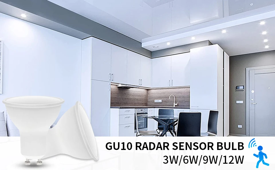 GU10 LED Bulb Radar Light PIR Motion Sensor 3W 6W 9W 12W Light Bulbs AC220V Energy Saving Working In Night For Ceiling Downlight 7 kf S35cf0ff9b9744721a23cb1c657f62e63C