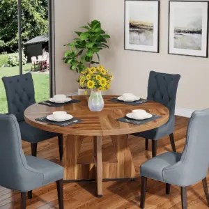 Tribesigns Round Dining Table for 4, 47 Inch Farmhouse Kitchen Table Small Dinner Table Kitchen Dinning Table for Dining Room 5 kf S35d7c34b9ac84268956834609c33ea0ek
