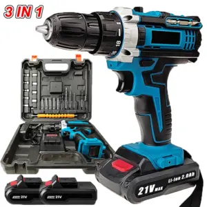 Electric Impact Drill Cordless Screwdriver 1350RPM Multifunctional Drills Set Rechargeable Electric Drill With 2PCS 21V Battery