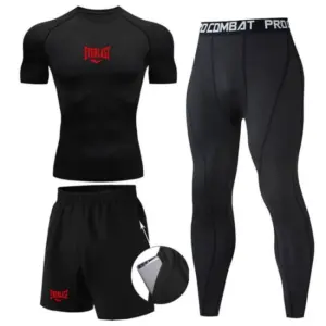 Men's Running Tracksuit Training Fitness Sportswear Set Compression Leggings Sport Clothes Gym Tight Sweatpants Rash Guard Lycra