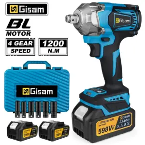 Gisam 1200NM Brushless Electric Impact Wrench 1/2 inch High Torque Cordless Electric Wrench Tools For Makita 18V Battery Pin