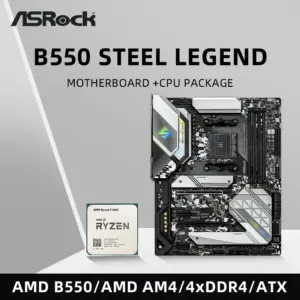ASRock B550 Steel Legend Motherboard Set Kit with Ryzen 5 5600 CPU 4xDDR4 4733MHz M.2 NVME HDMI AMD B550 ATX AM4 Mainboard