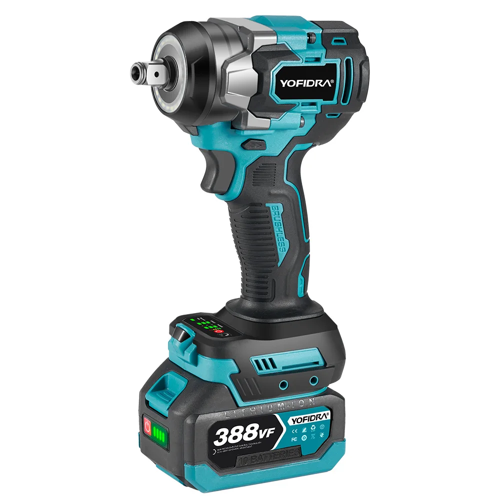 YOFIDRA Brushless 1200N.M Torque Electric Impact Wrench Cordless Electric Screwdriver Power Tools For Makita 18V Battery Pin 21 kf S391204746d864bb48d1719af9bfccc2bu