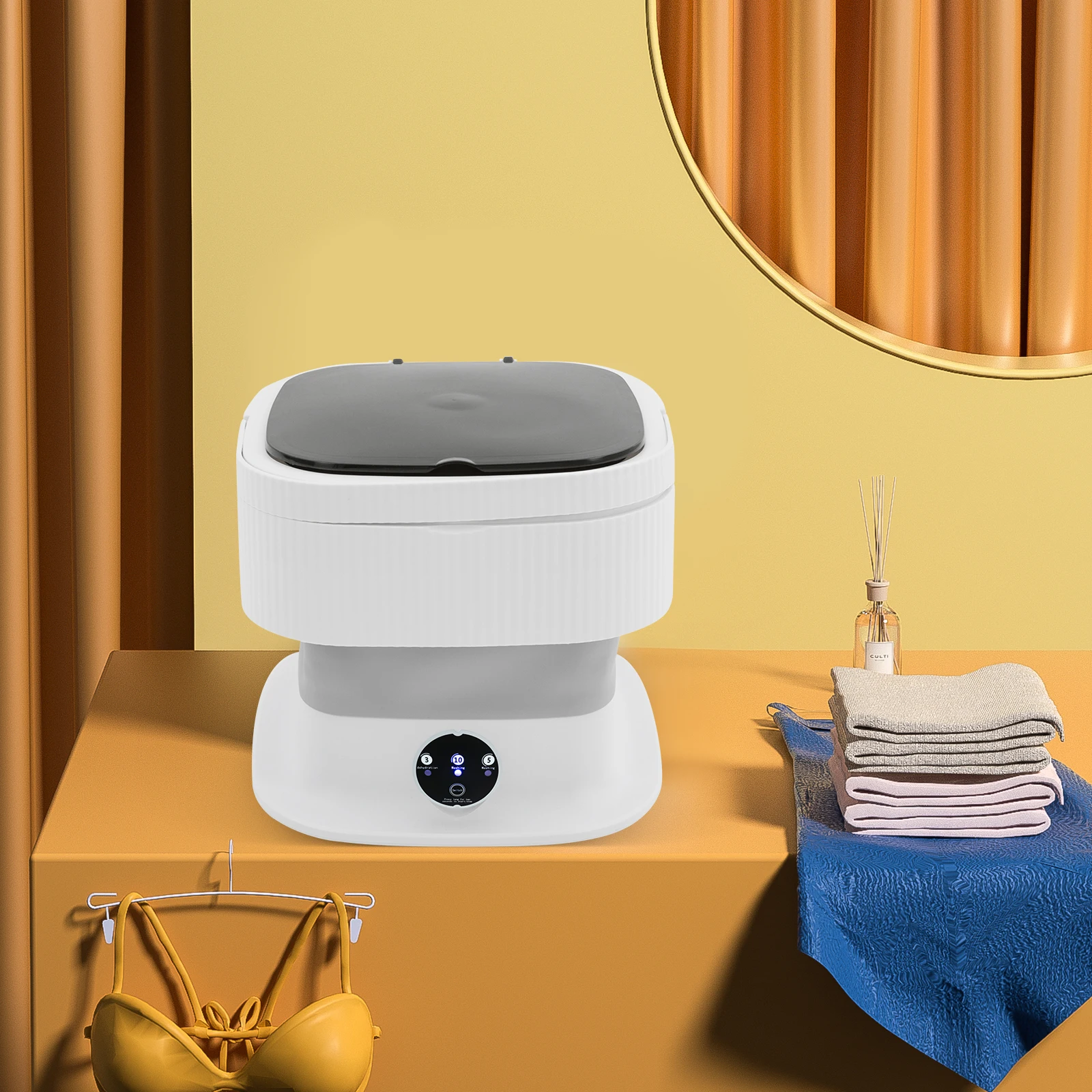 Portable Foldable Grey Washing Machine Mini Washing Machine Suitable for Families, Apartments, Dormitories And RVs 8 kf S39d2e0e9d7304f9dac595400e4010407O