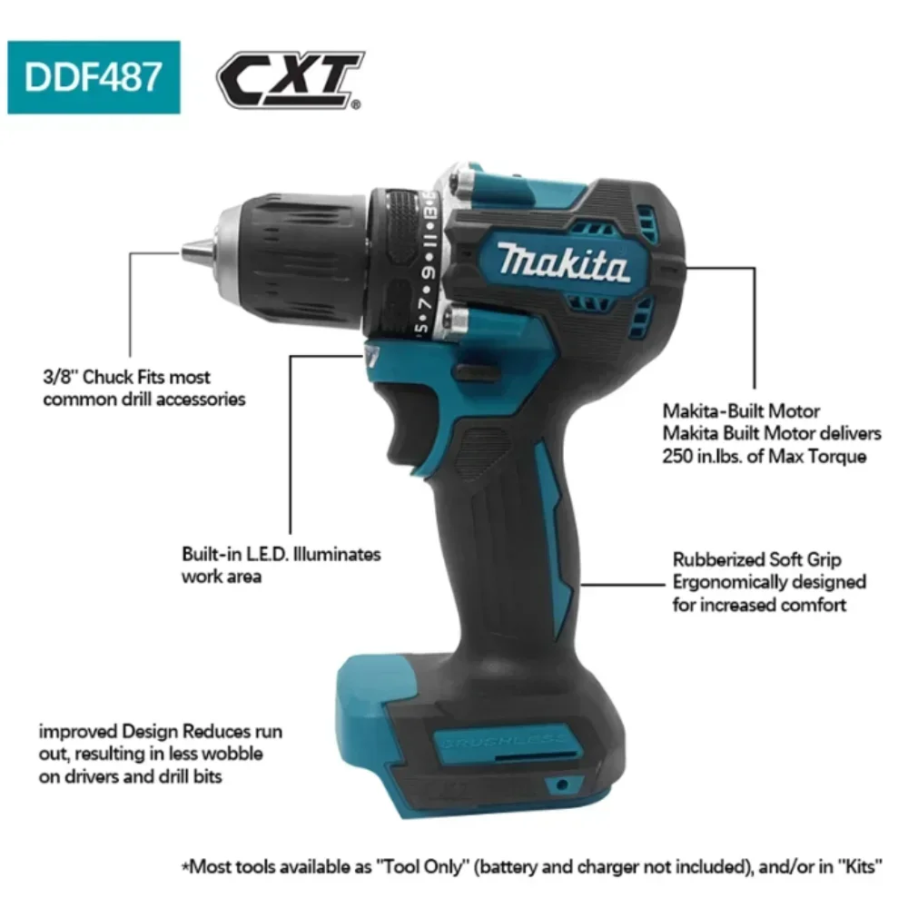 Makita Original DDF487 Cordless Driver Drill 18V Brushless Electric Impact Screwdriver Rechargeable Power Tool (ony tool) 13 kf S3a67c5259a574fa2a2539848aae41a41K