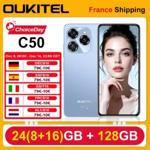 OUKITEL C50 5G Android 14 Smartphone 24GB(8+16) 128GB 5100mAh 50MP+5MP Camera 6.8'' HD+ Display Fingerprint Unlock Mobile Phone