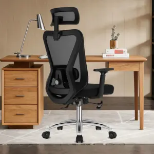 Durrafy Ergonomic Office Chair, Desk Chair With Headrest, Armrests, Swivel Chairs With 90°-130° Reclining Function (Lockable)