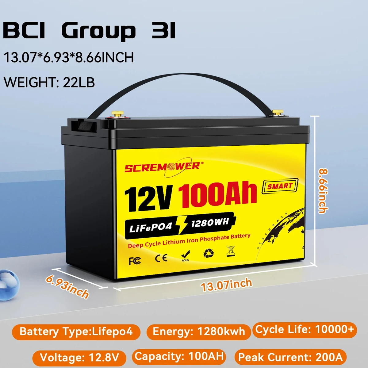 MOSEWORTH LiFePO4 12V 100Ah Battery Pack 12.8V Lithium Battery 8000+ Cycles With Bluetooth BMS Grade A For Boat RV Campers 23 kf S3b9836ae6c064bf8b3d41a78d20b22e4H