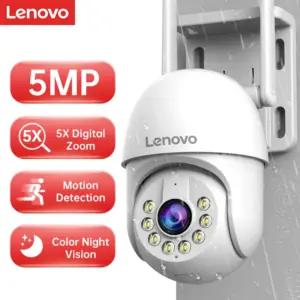 Lenovo 5MP Smart Wifi PTZ Camera Outdoor 5x Digital Zoom Auto Tracking ONVIF CCTV IP Camera Security Video Surveillance Camera