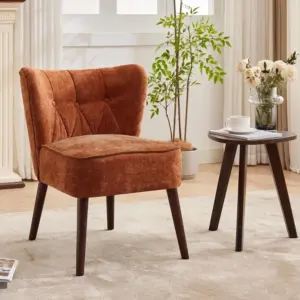 Modern Accent Chair for Living Room, Upholstered Lounge Armchair with Wood Legs, Comfortable Single Seating for Bedroom, Office,