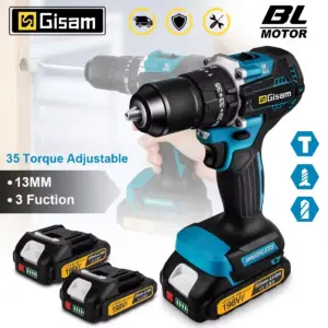 Gisam 13mm 35+3 Torque Brushless Electric Impact Drill Cordless Drill Electric Screwdriver Power Tool For Makita 18V Battery Pin