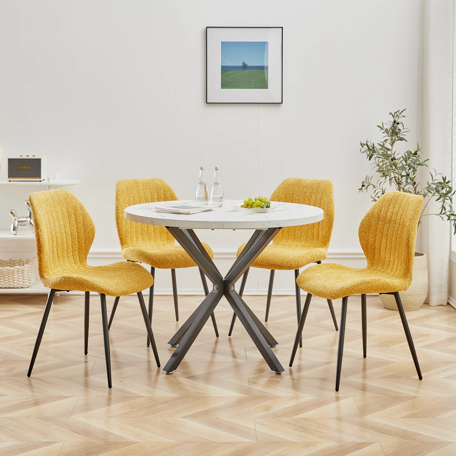 EGOONM Modern Luxury Dining Table Imitation Marble Effect Household Round Dining Table Simple Cafe Tables Home Furniture 100CM 15 kf S3df84eb39c754ae79834234a4cf734b7Z