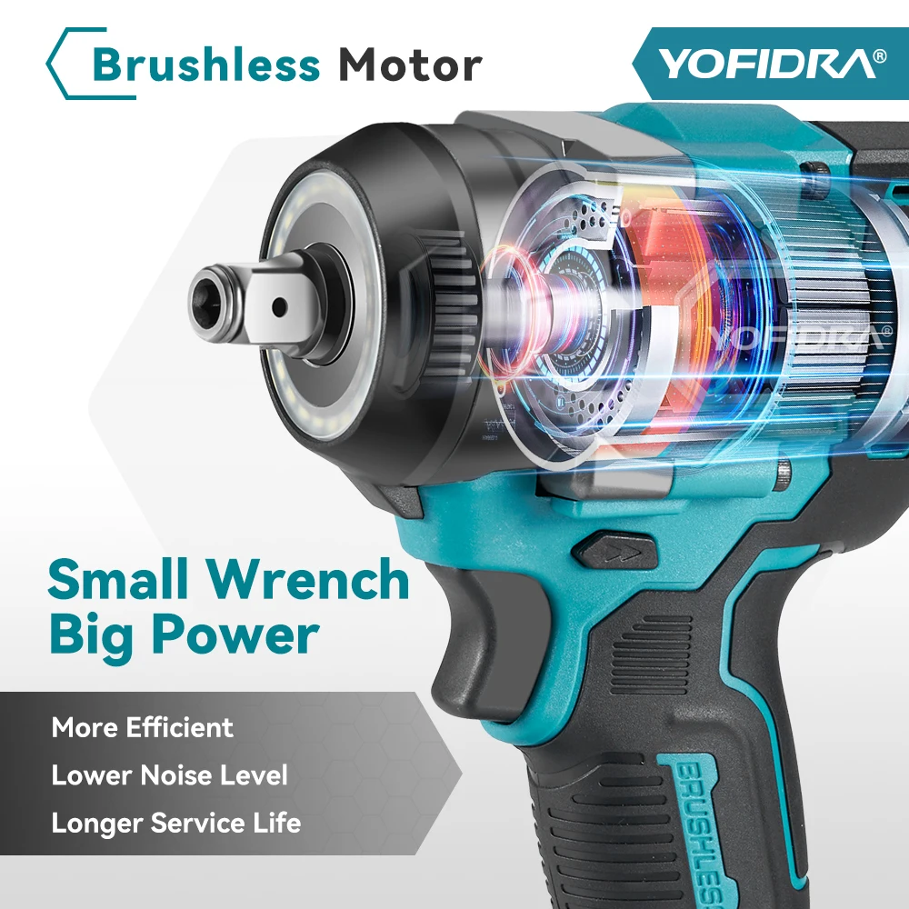 YOFIDRA Brushless 1200N.M Torque Electric Impact Wrench Cordless Electric Screwdriver Power Tools For Makita 18V Battery Pin 13 kf S3e0d2f66765145c2aee0d4cb25037655V