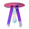 SucceBuy Round Iridescent Side Table Acrylic End Table Clear Rainbow Acrylic Coffee Table for Food Book Used in Living Room