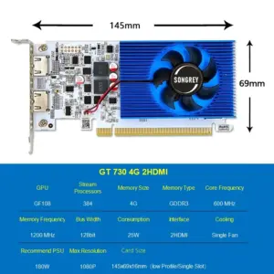 SRhonyra GT730 4GB Graphics Card 1080P Low Profile GPU DDR3 2HDMI 2 Monitor Display PCI-E2.0 16X ,Computer GPU,1Year Warranty 4 kf S3ea58c0f85054a7b98608e7f7a7b800bK