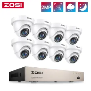 ZOSI 8CH 1080p Security Camera System H.265+ 8 Channel HD-TVI DVR Recorder 2MP 1920TVL Indoor Outdoor CCTV Dome Surveillance Cam