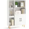 White Bookcase, Bookcase with Doors and Open Compartments, Free Standing Shelf, Office Shelf Sideboard Dresser Storage Shelf