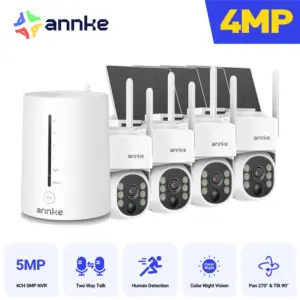 ANNKE 4MP 2K Wireless Home Camera System 2-Cam Kit Security System Solar Cameras Outdoor, PIR Human Detection Instant Alerts