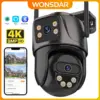 WONSDAR 4K PTZ WIFI Camera Dual Lens Dual Screen IP Camera Outdoor HD Auto Tracking Security Protection CCTV Surveillance iCSee