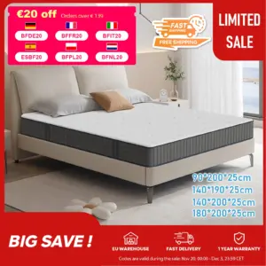 Pocket spring core mattress 25cm H3 - 7 zones with diatom foam & orthopedic support