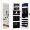 Jewellery Cabinet with 15 LED Lights, Mirror Cabinet with Door and Wall Mounting, Jewellery Box with Full Length Mirror