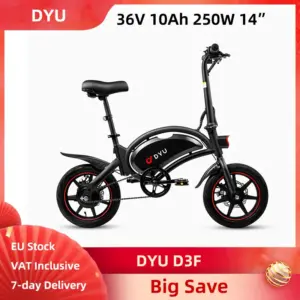 DYU D3F Electric Bike Foldable 36V 10AH 14 Inch Tires Mini Folding Light Weight E-bike Front Rear Braking Systems Cadence Sensor